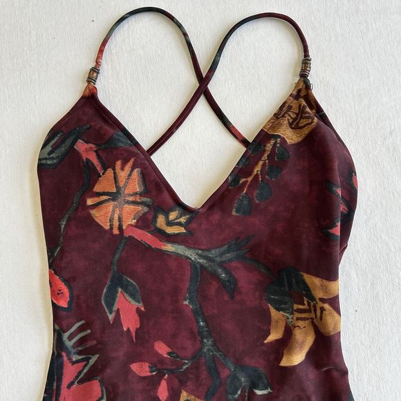Vintage Ralph Lauren Sport Women's One Piece Floral Burgundy Swimsuit Size 6 USA - Picture 2 of 8